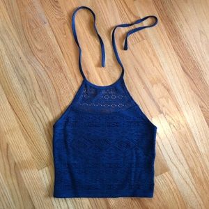 ⬇️ Dark Blue Cropped Halter Top 🌜🌻